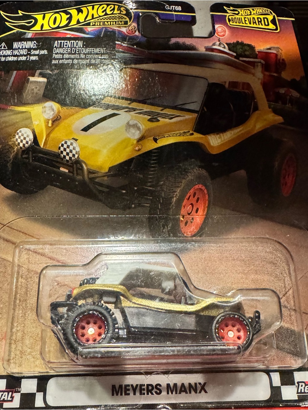 Hot Wheels Meyers Manx Kids Toy Car - Yellow with Red Wheels